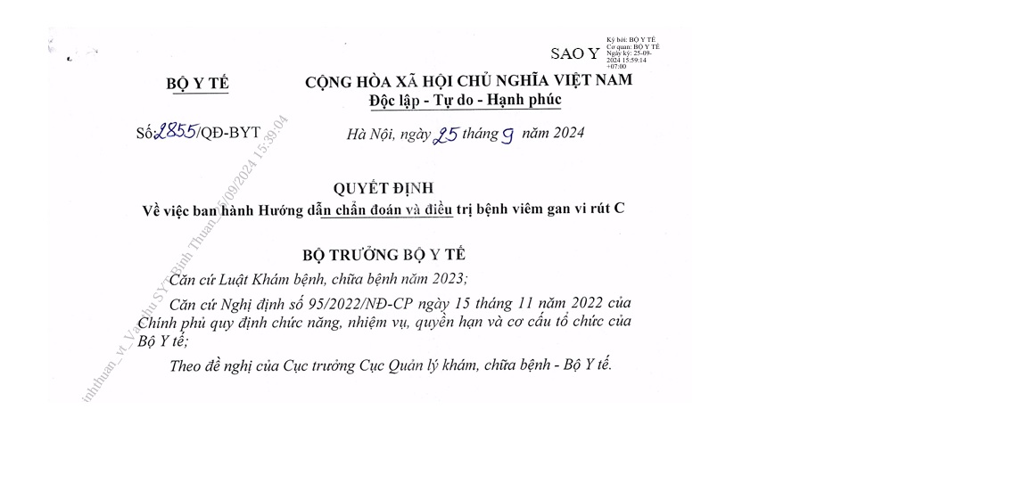 QĐ ban hành Hướng dẫn chuẩn đoán và điều trị bệnh viêm gan vi rút C